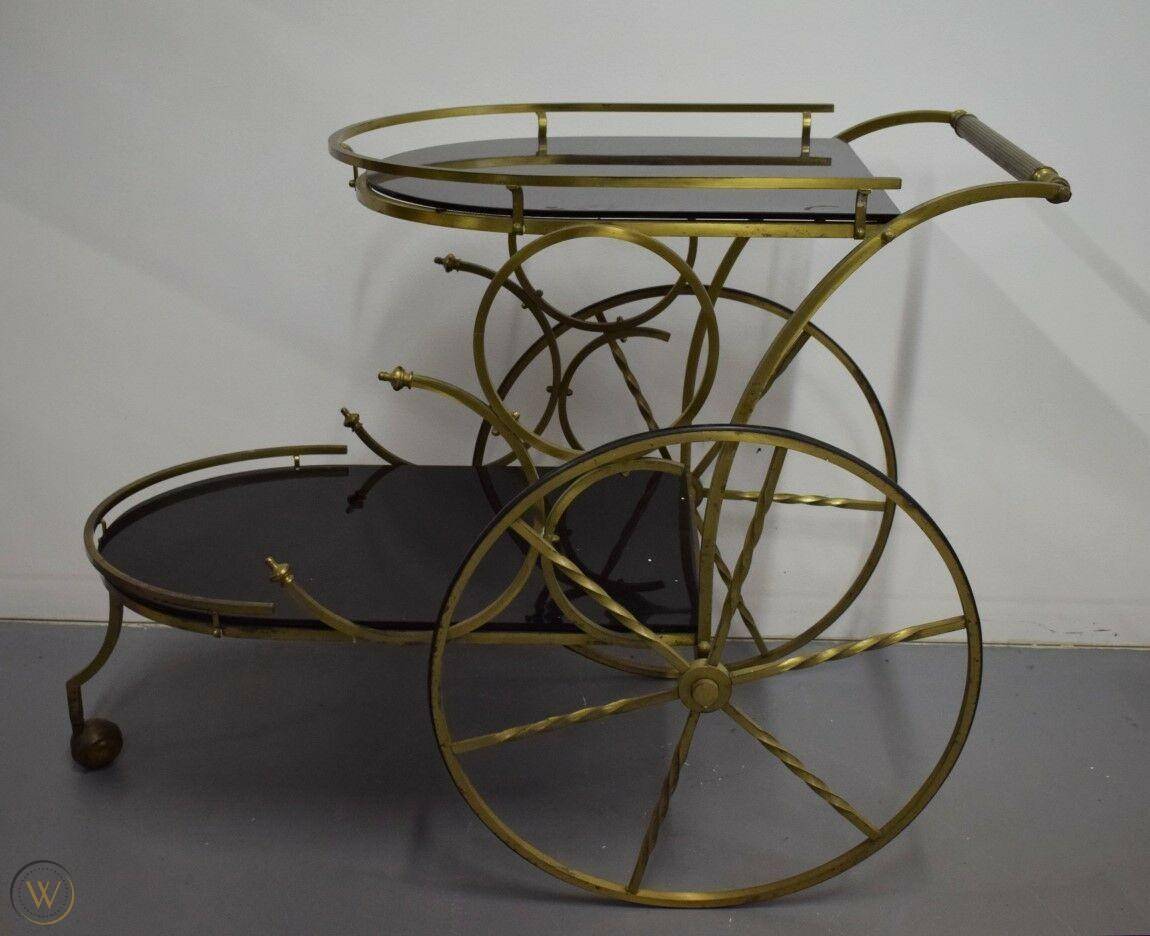 Vintage brass bar cart black tinted 1 c587f905023bcb1297d968a1deefabc9