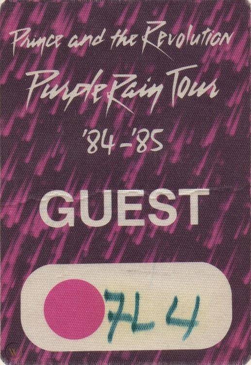 Prince signed 1984 85 purple rain backstage pass