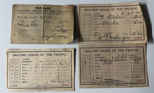 World War II set of Sailors Union of the Pacific trip cards