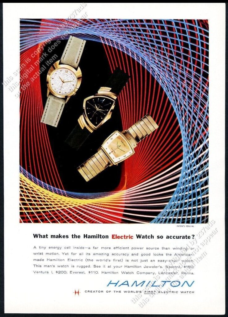 Hamilton electric watch magazine ad 1959 Spectra Ventura Everest