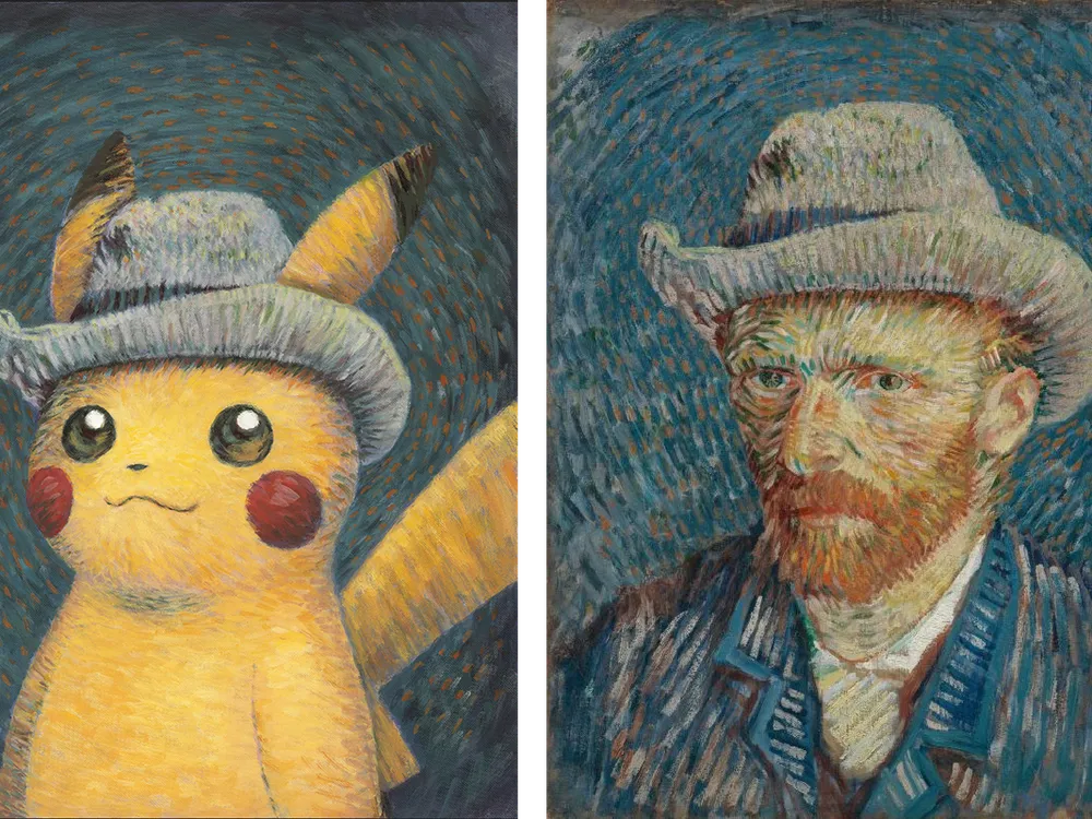 1 pokemon x van gogh museum pikachu self portrait with grey felt hat vincent van gogh