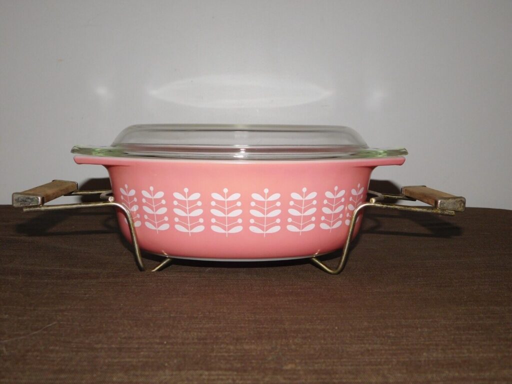 Pink Stems oval casserole dish