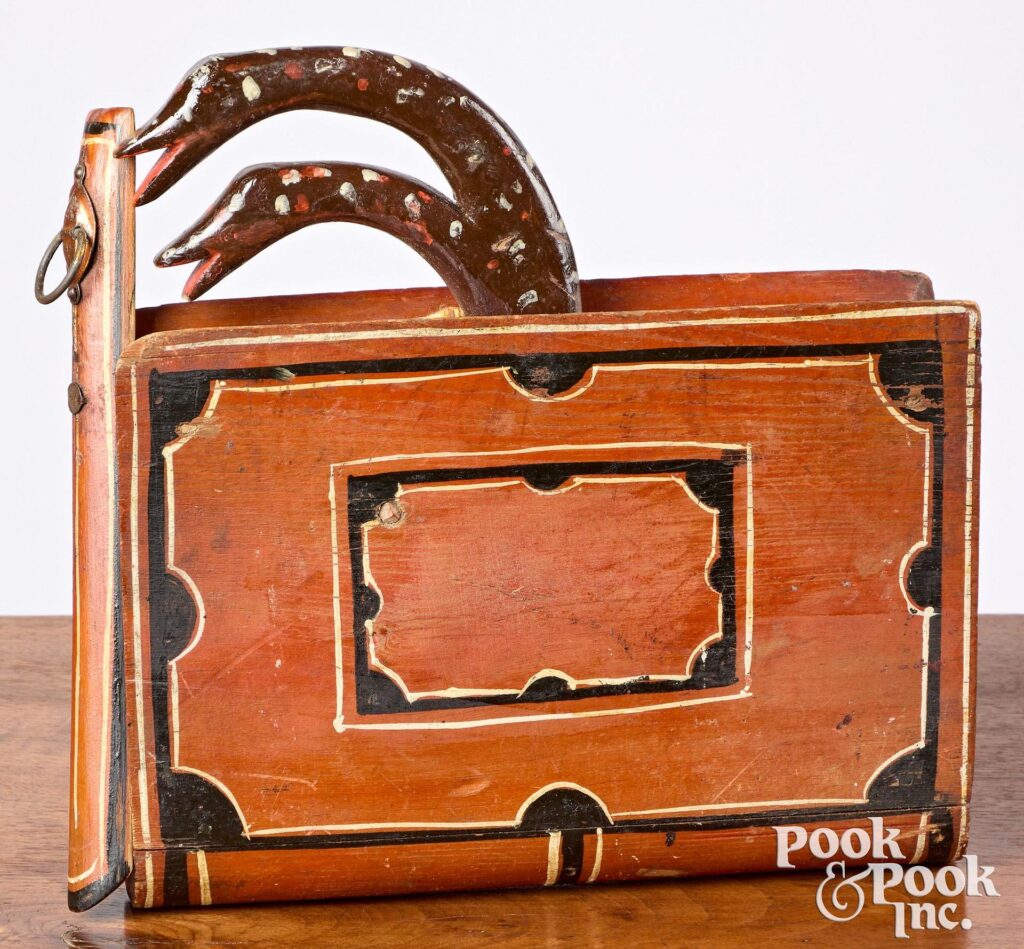 antique folk art PENNSYLVANIA PAINTED TRICK SNAKE BOX